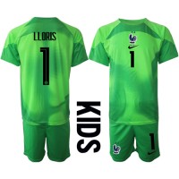 Koszulka piłkarska Francja Hugo Lloris #1 Bramkarska Strój wyjazdowy dla dzieci MŚ 2022 tanio Krótki Rękaw (+ Krótkie spodenki)